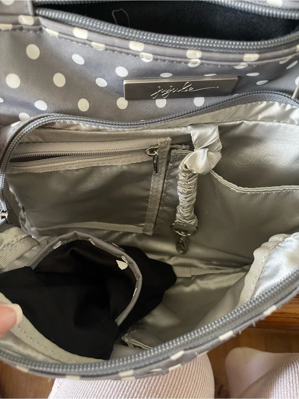 Ju-Ju-Be Gray with White Polka Dots Baby Bag